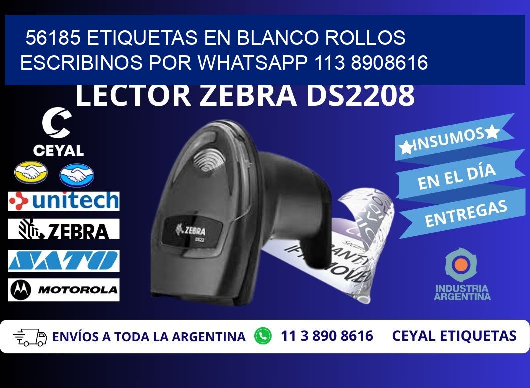 56185 ETIQUETAS EN BLANCO ROLLOS ESCRIBINOS POR WHATSAPP 113 8908616