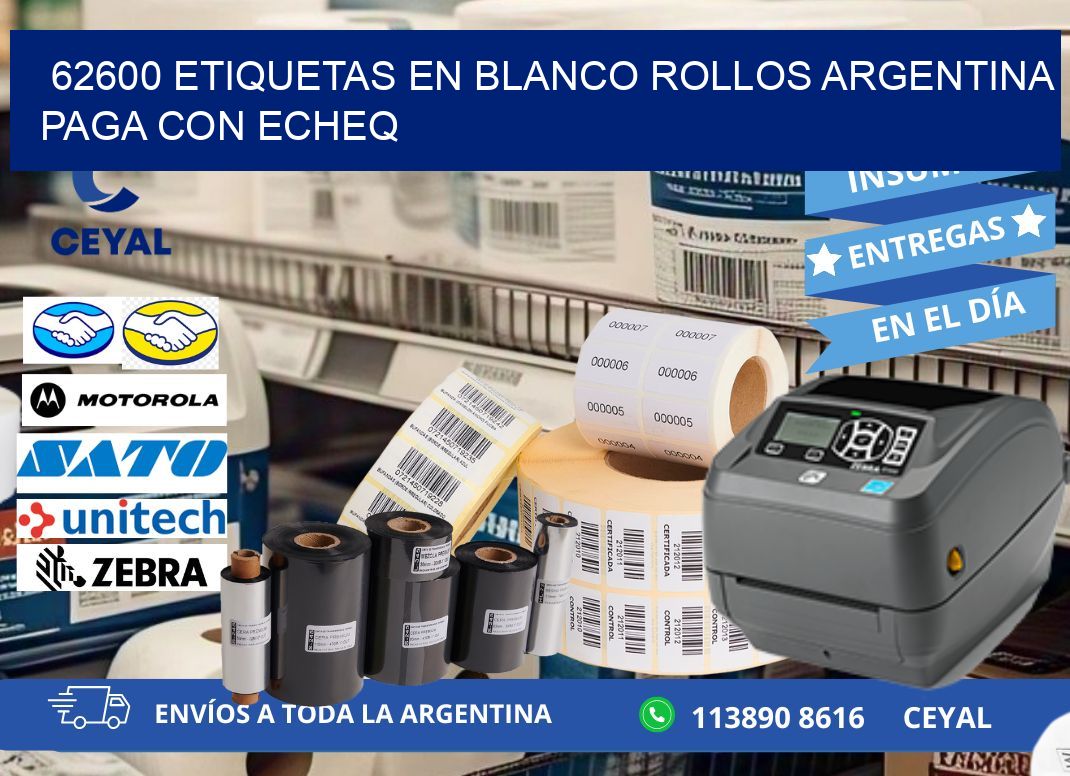 62600 ETIQUETAS EN BLANCO ROLLOS ARGENTINA PAGA CON ECHEQ