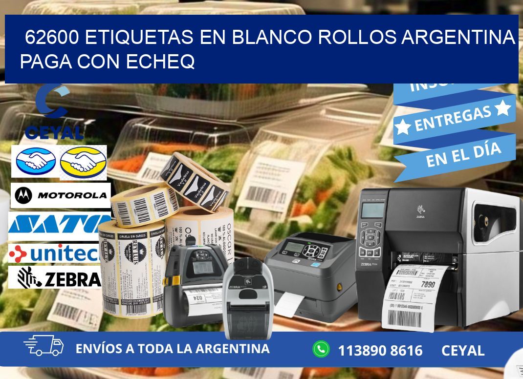 62600 ETIQUETAS EN BLANCO ROLLOS ARGENTINA PAGA CON ECHEQ
