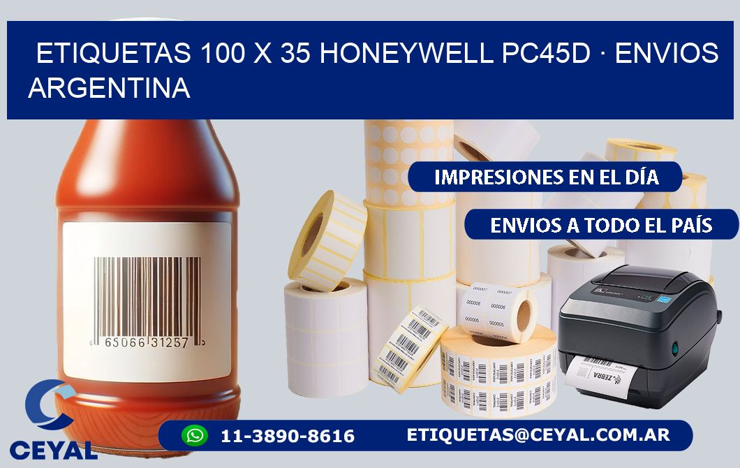 ETIQUETAS 100 x 35 HONEYWELL PC45D · ENVIOS ARGENTINA