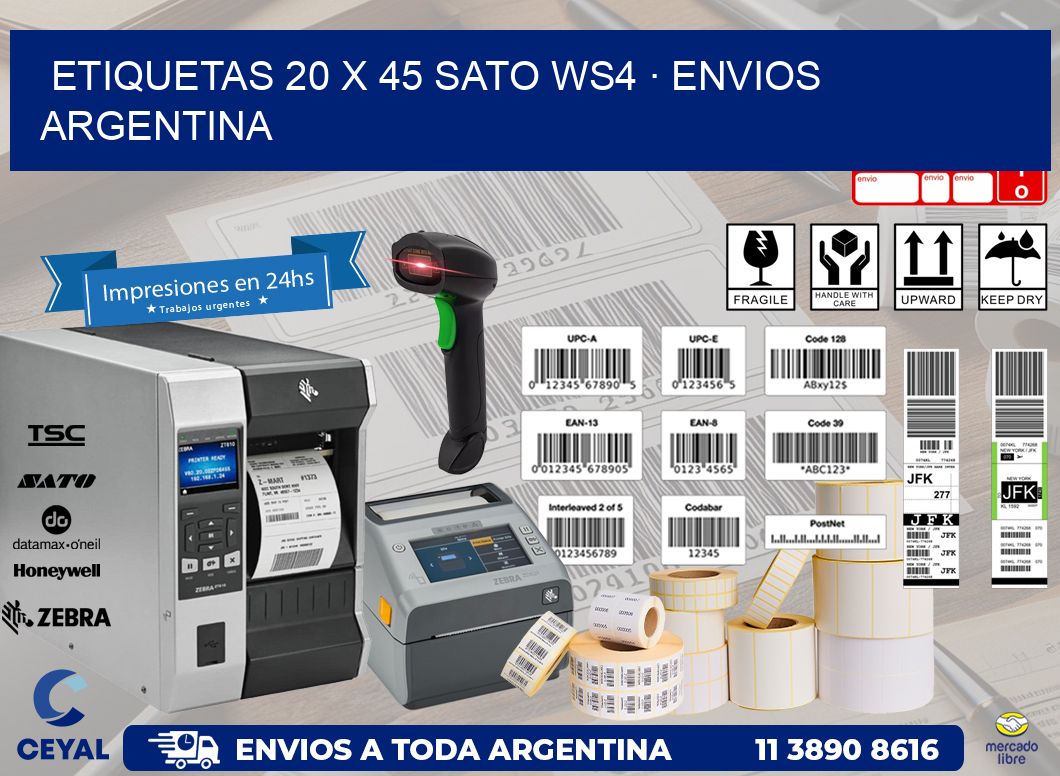 ETIQUETAS 20 x 45 SATO WS4 · ENVIOS ARGENTINA
