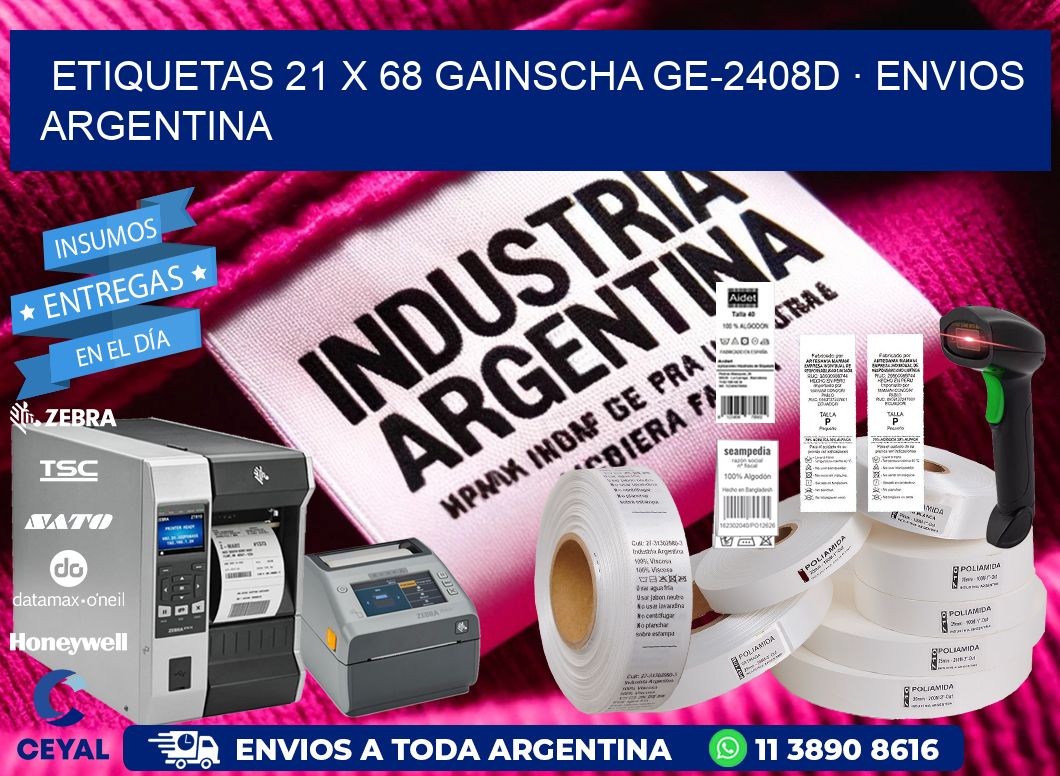 ETIQUETAS 21 x 68 GAINSCHA GE-2408D · ENVIOS ARGENTINA