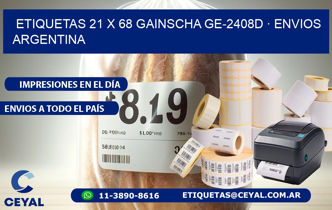 ETIQUETAS 21 x 68 GAINSCHA GE-2408D · ENVIOS ARGENTINA
