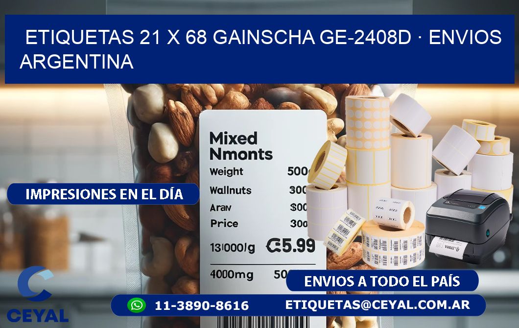 ETIQUETAS 21 x 68 GAINSCHA GE-2408D · ENVIOS ARGENTINA