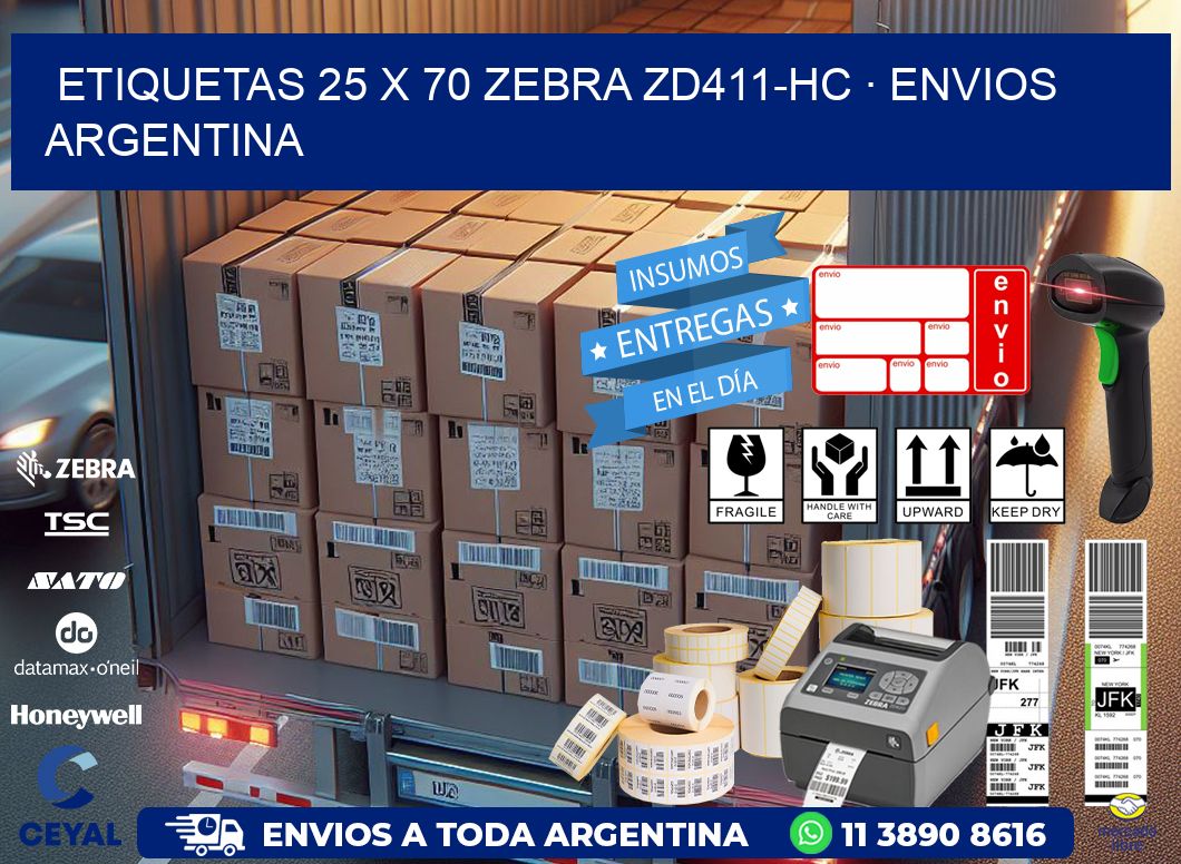 ETIQUETAS 25 x 70 ZEBRA ZD411-HC · ENVIOS ARGENTINA