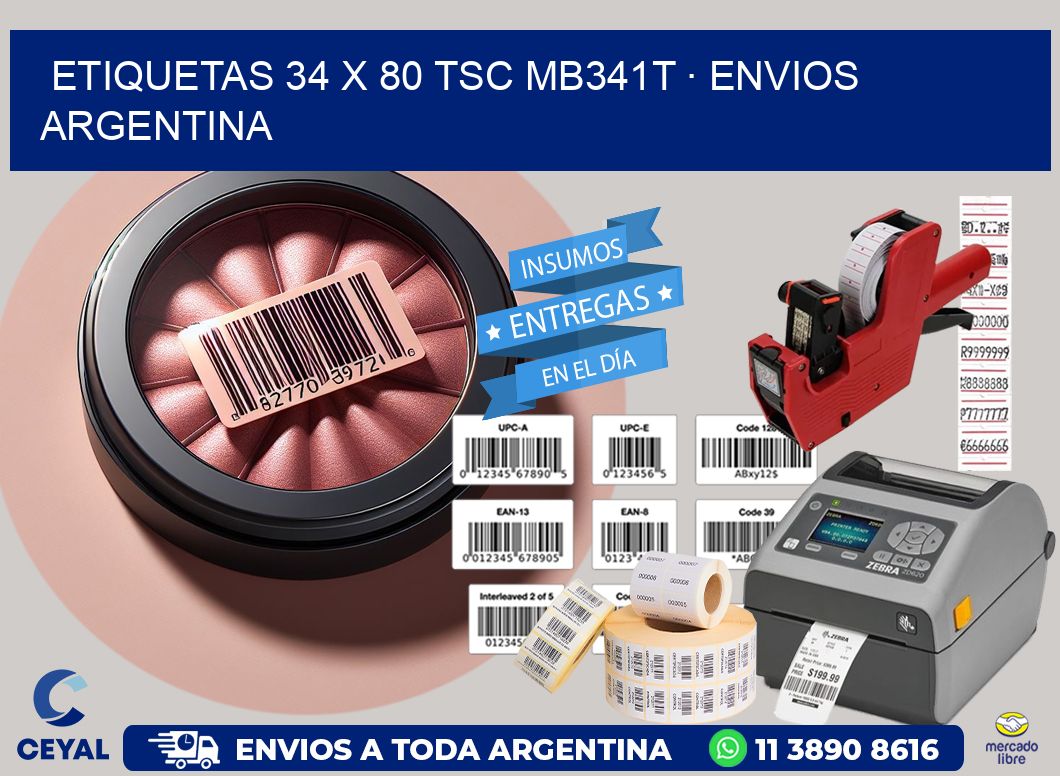 ETIQUETAS 34 x 80 TSC MB341T · ENVIOS ARGENTINA