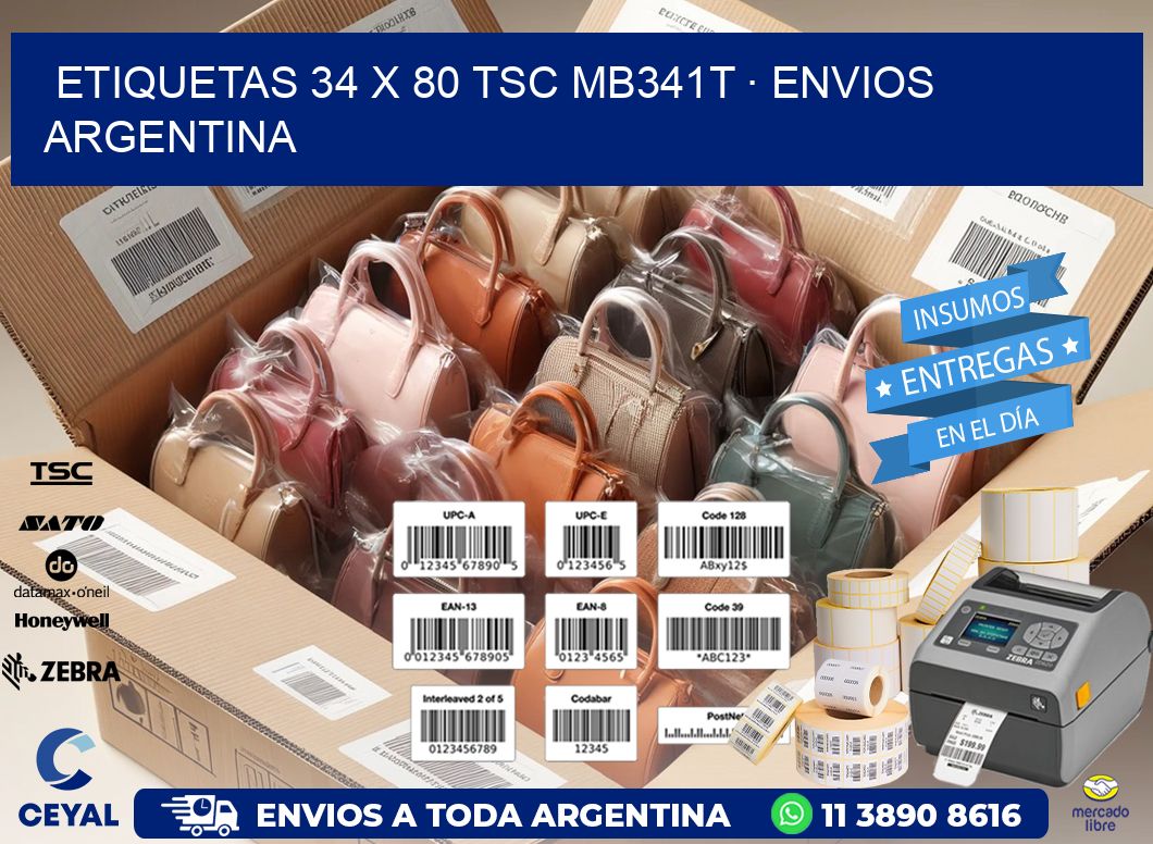 ETIQUETAS 34 x 80 TSC MB341T · ENVIOS ARGENTINA