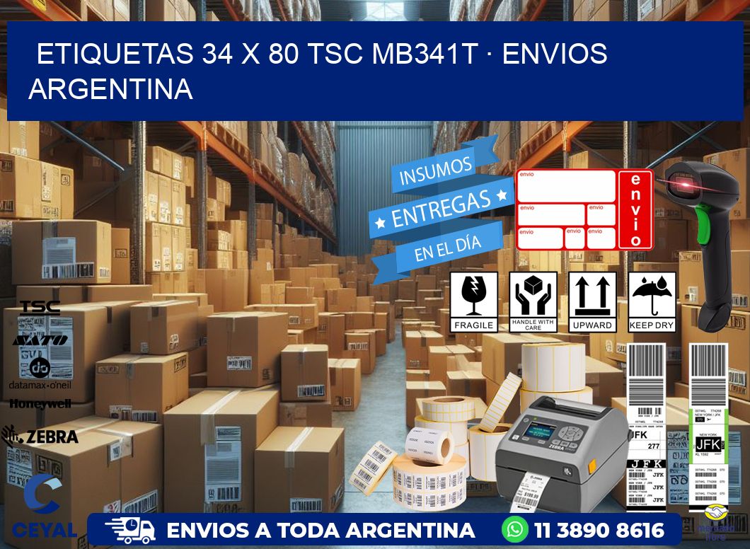 ETIQUETAS 34 x 80 TSC MB341T · ENVIOS ARGENTINA