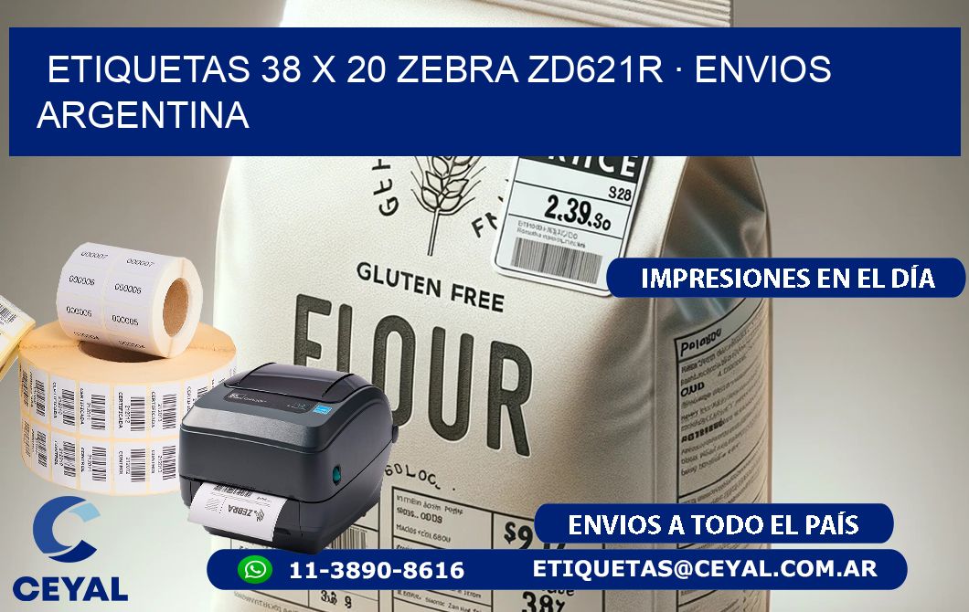 ETIQUETAS 38 x 20 ZEBRA ZD621R · ENVIOS ARGENTINA