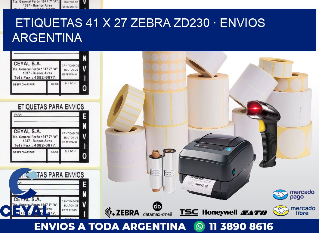 ETIQUETAS 41 x 27 ZEBRA ZD230 · ENVIOS ARGENTINA