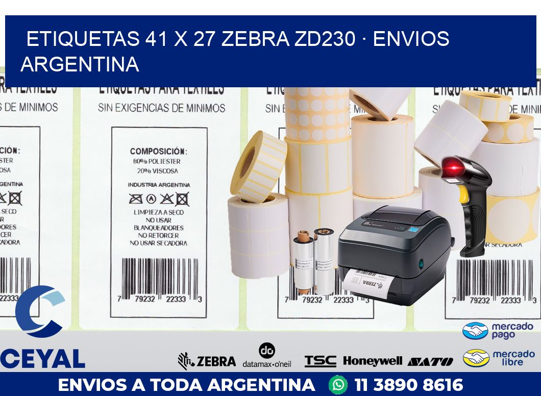 ETIQUETAS 41 x 27 ZEBRA ZD230 · ENVIOS ARGENTINA