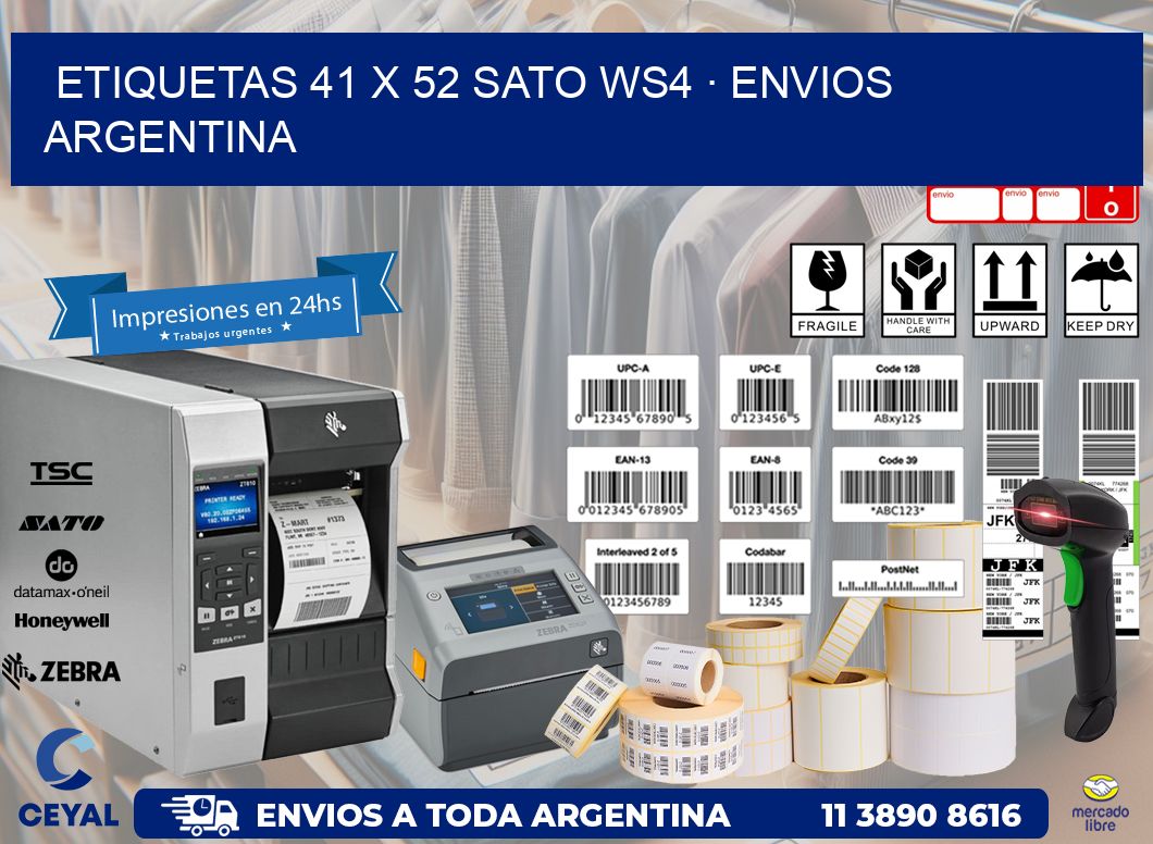 ETIQUETAS 41 x 52 SATO WS4 · ENVIOS ARGENTINA