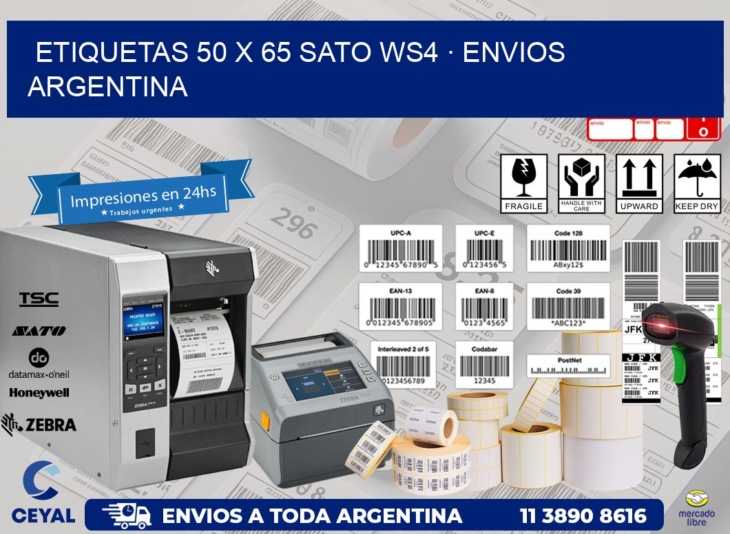 ETIQUETAS 50 x 65 SATO WS4 · ENVIOS ARGENTINA