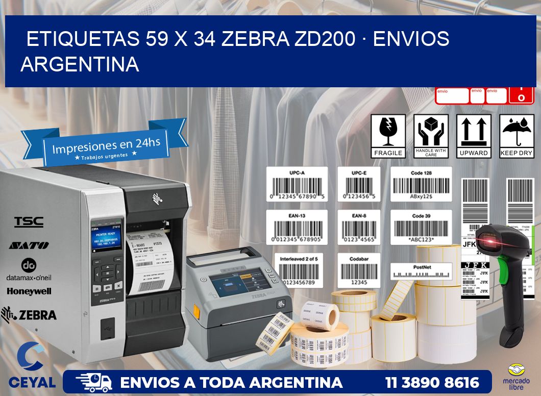 ETIQUETAS 59 x 34 ZEBRA ZD200 · ENVIOS ARGENTINA