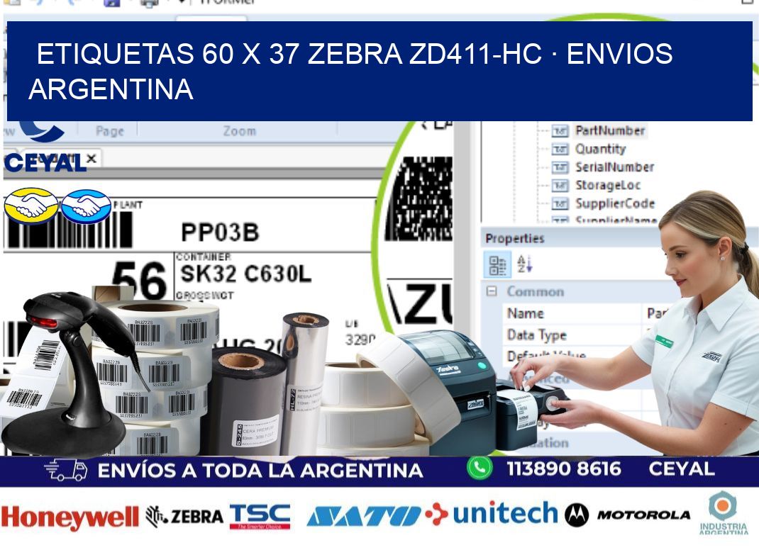 ETIQUETAS 60 x 37 ZEBRA ZD411-HC · ENVIOS ARGENTINA