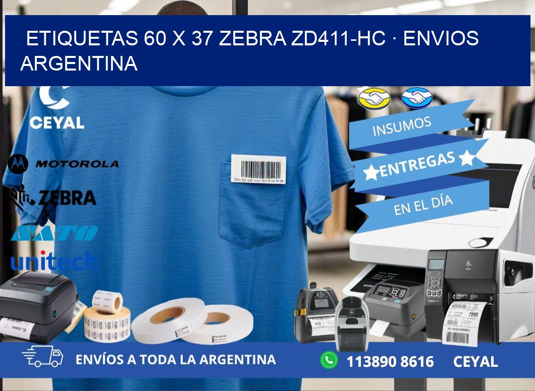 ETIQUETAS 60 x 37 ZEBRA ZD411-HC · ENVIOS ARGENTINA
