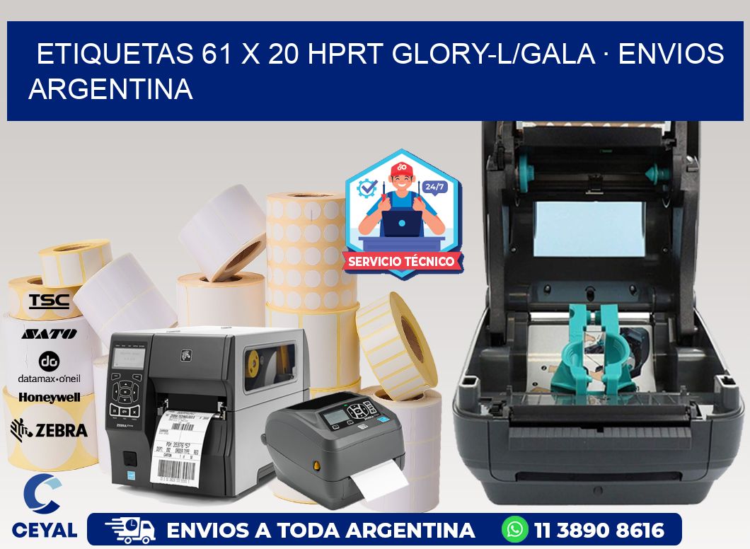 ETIQUETAS 61 x 20 HPRT GLORY-L/GALA · ENVIOS ARGENTINA