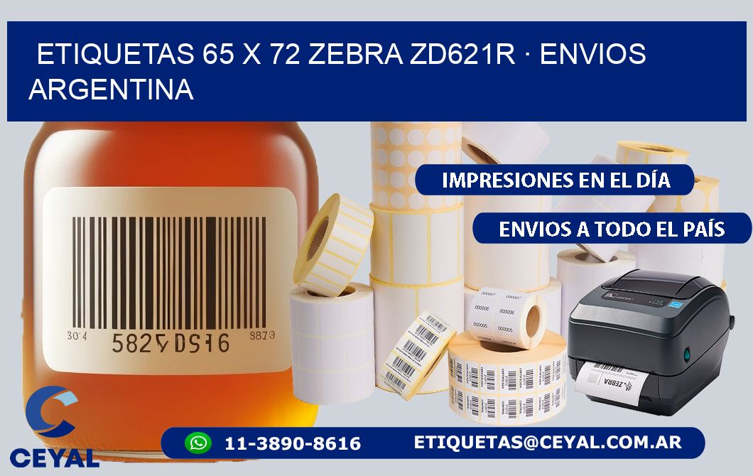 ETIQUETAS 65 x 72 ZEBRA ZD621R · ENVIOS ARGENTINA