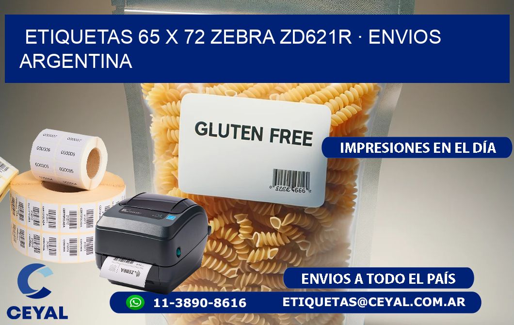 ETIQUETAS 65 x 72 ZEBRA ZD621R · ENVIOS ARGENTINA