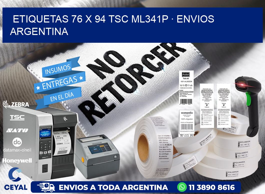 ETIQUETAS 76 x 94 TSC ML341P · ENVIOS ARGENTINA
