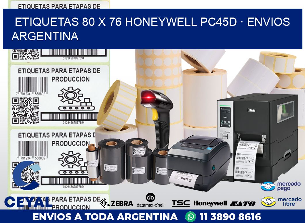 ETIQUETAS 80 x 76 HONEYWELL PC45D · ENVIOS ARGENTINA