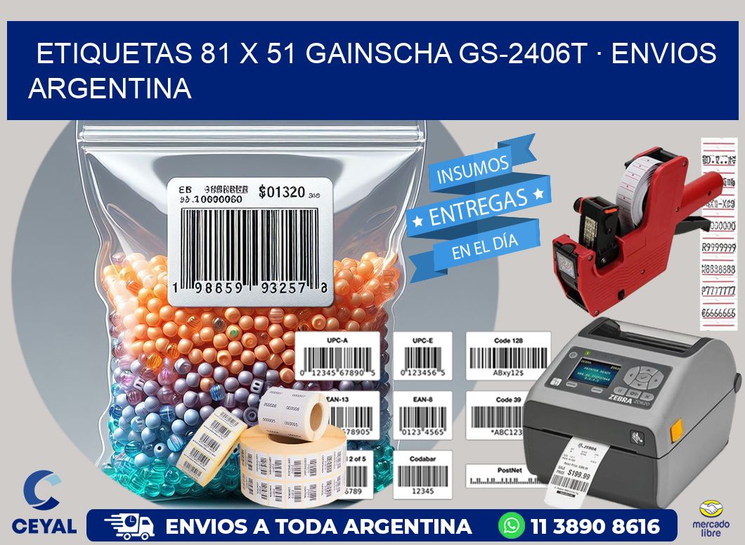 ETIQUETAS 81 x 51 GAINSCHA GS-2406T · ENVIOS ARGENTINA
