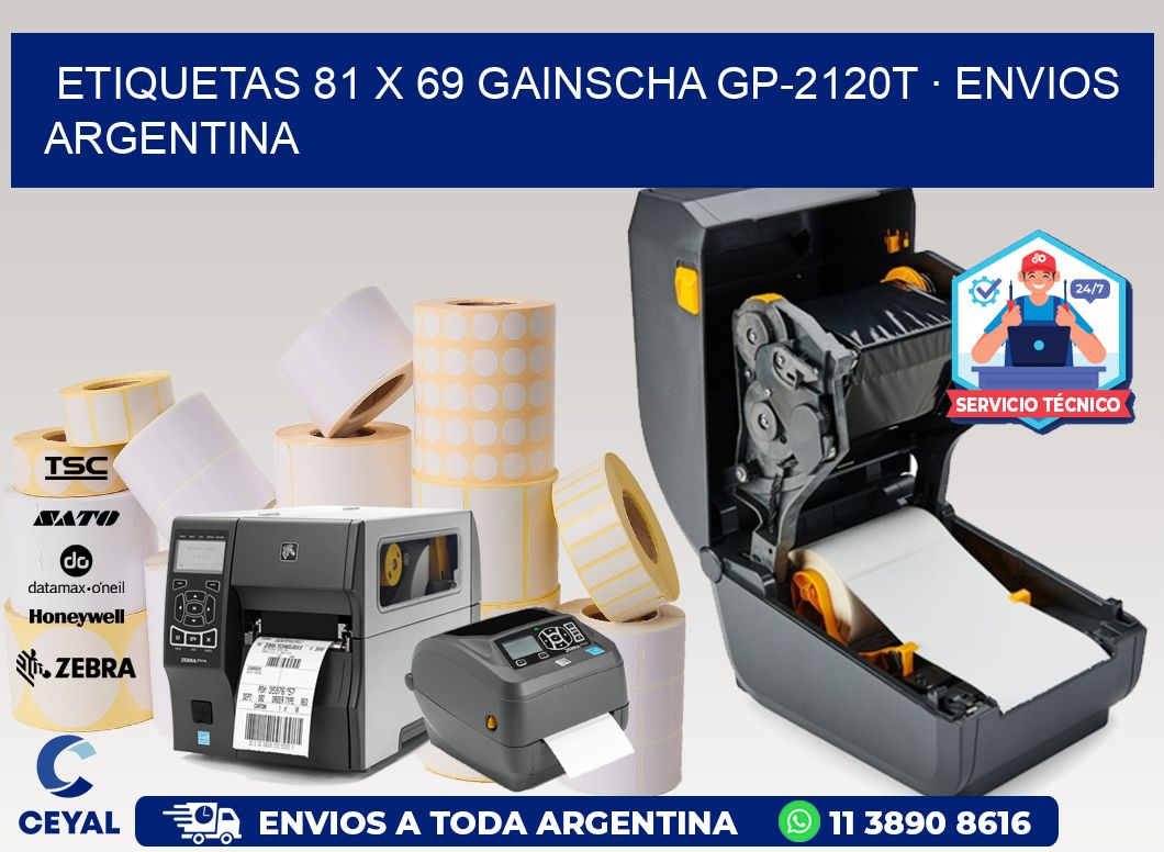 ETIQUETAS 81 x 69 GAINSCHA GP-2120T · ENVIOS ARGENTINA