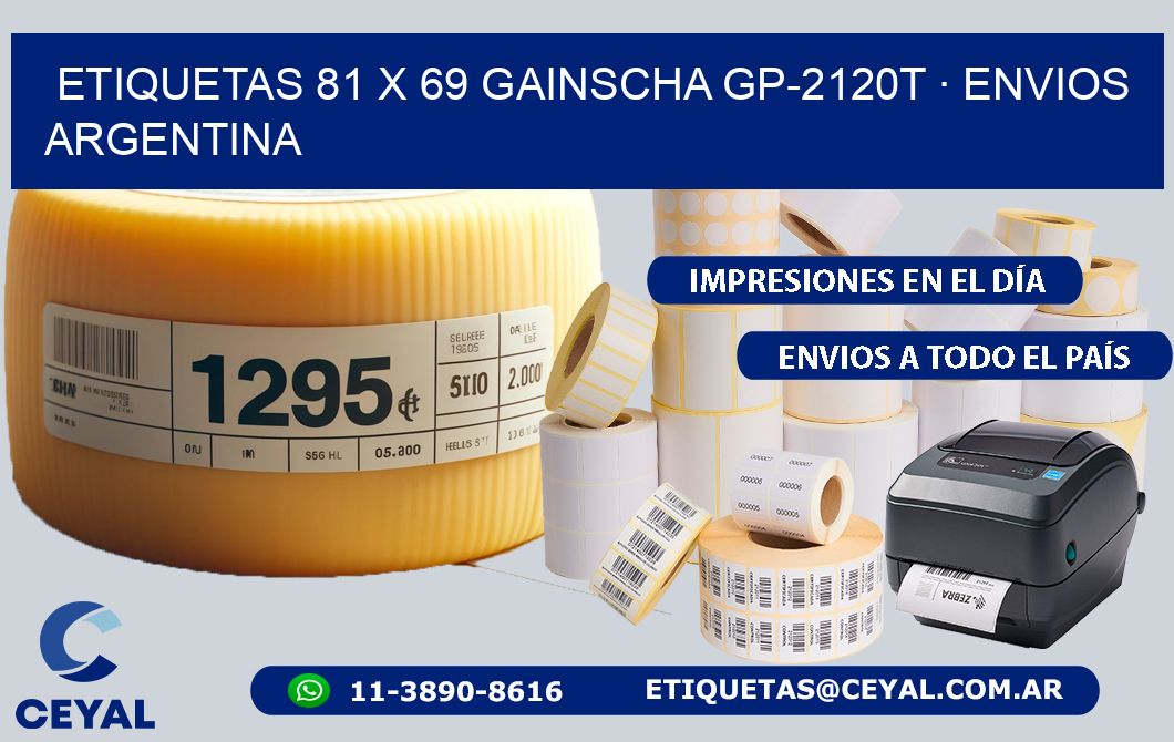 ETIQUETAS 81 x 69 GAINSCHA GP-2120T · ENVIOS ARGENTINA
