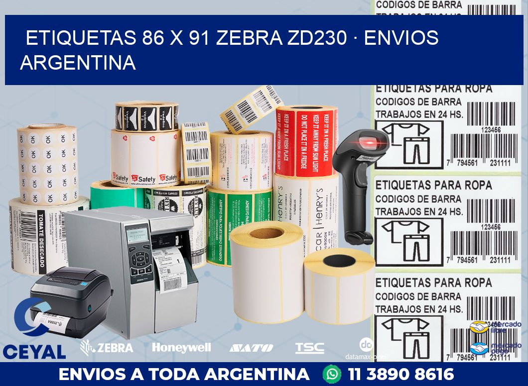 ETIQUETAS 86 x 91 ZEBRA ZD230 · ENVIOS ARGENTINA