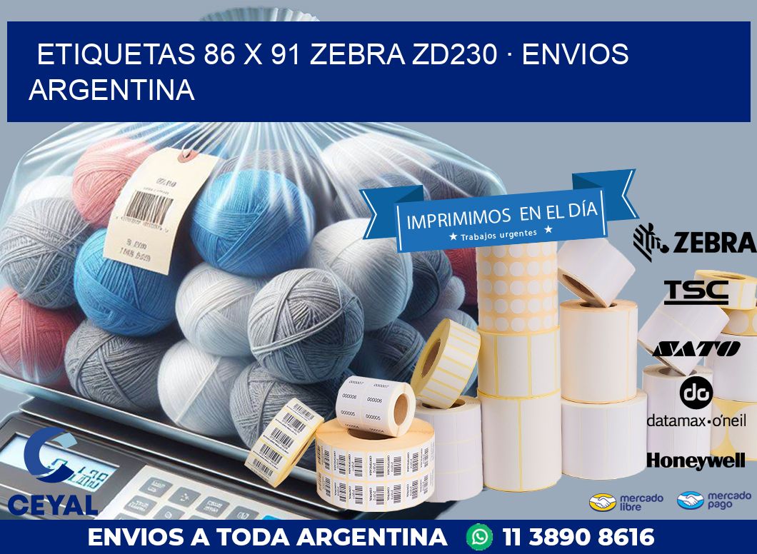 ETIQUETAS 86 x 91 ZEBRA ZD230 · ENVIOS ARGENTINA