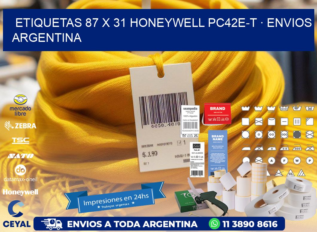 ETIQUETAS 87 x 31 HONEYWELL PC42E-T · ENVIOS ARGENTINA