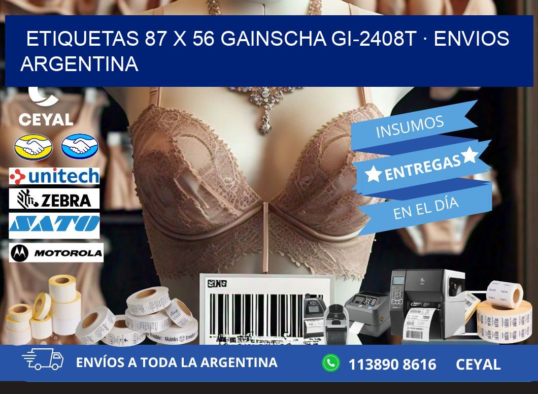 ETIQUETAS 87 x 56 GAINSCHA GI-2408T · ENVIOS ARGENTINA