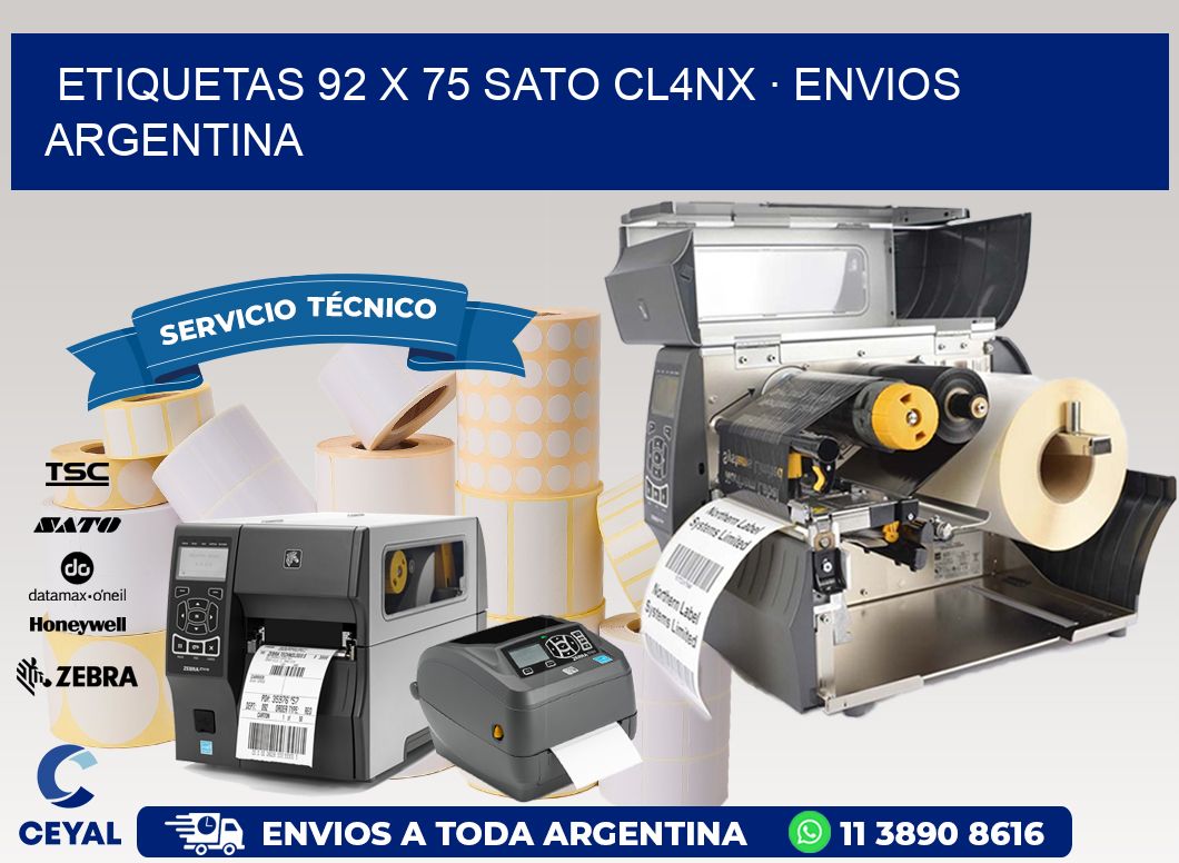 ETIQUETAS 92 x 75 SATO CL4NX · ENVIOS ARGENTINA
