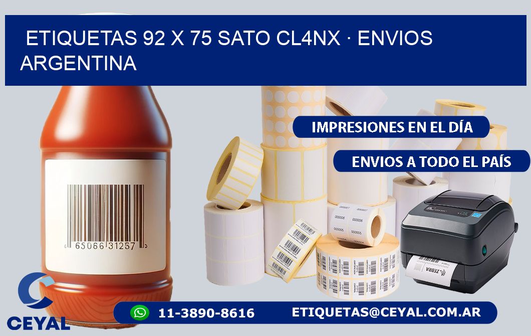 ETIQUETAS 92 x 75 SATO CL4NX · ENVIOS ARGENTINA