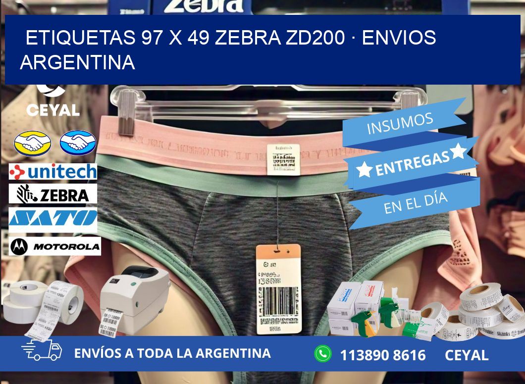 ETIQUETAS 97 x 49 ZEBRA ZD200 · ENVIOS ARGENTINA