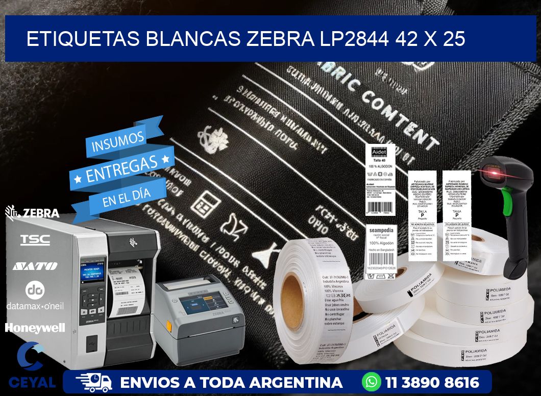 ETIQUETAS BLANCAS ZEBRA LP2844 42 x 25