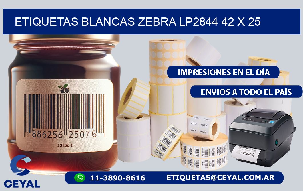 ETIQUETAS BLANCAS ZEBRA LP2844 42 x 25