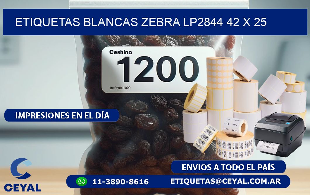ETIQUETAS BLANCAS ZEBRA LP2844 42 x 25