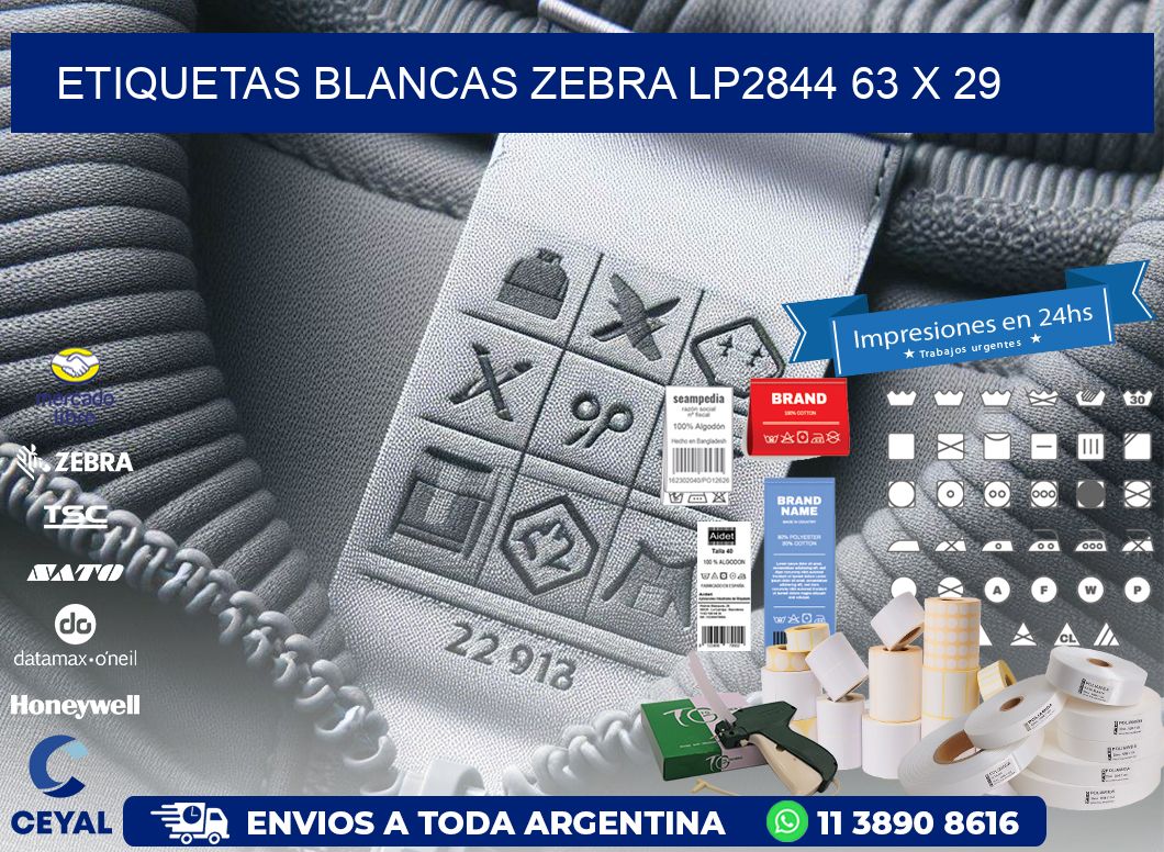 ETIQUETAS BLANCAS ZEBRA LP2844 63 x 29