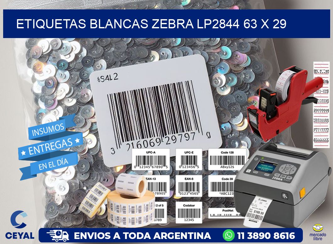 ETIQUETAS BLANCAS ZEBRA LP2844 63 x 29