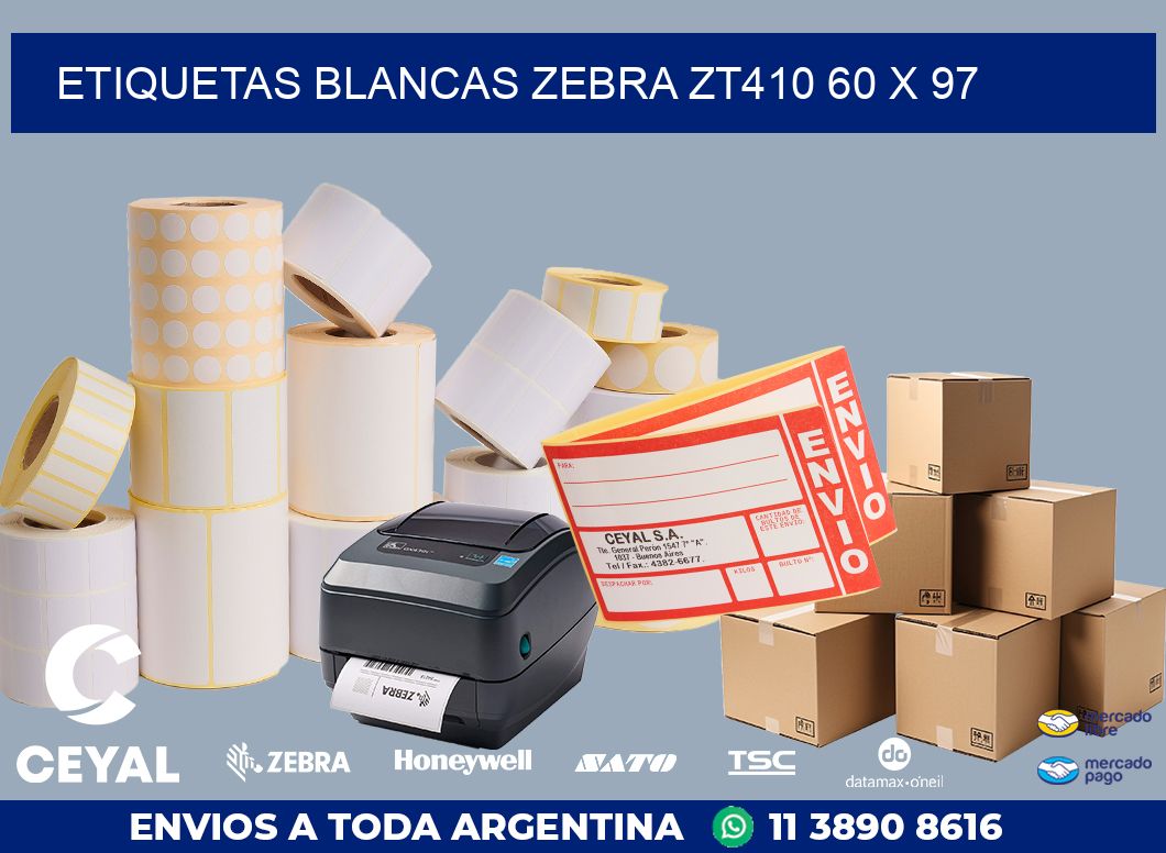 ETIQUETAS BLANCAS ZEBRA ZT410 60 x 97