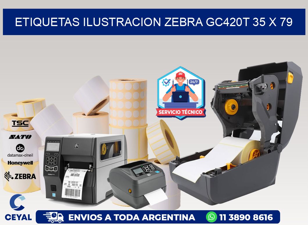ETIQUETAS ILUSTRACION ZEBRA GC420T 35 x 79