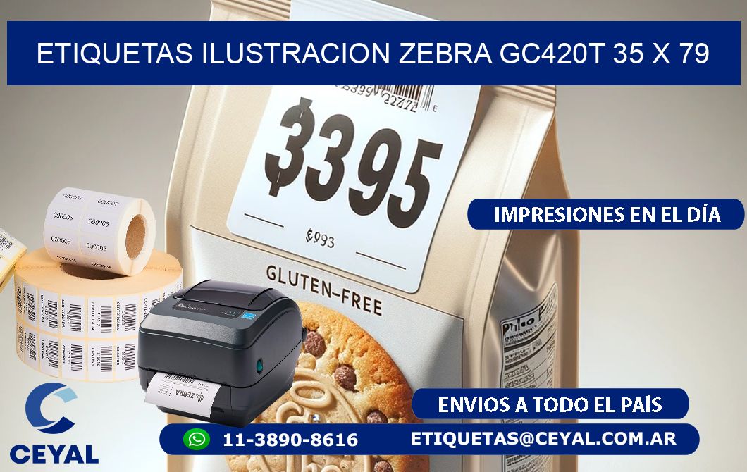ETIQUETAS ILUSTRACION ZEBRA GC420T 35 x 79