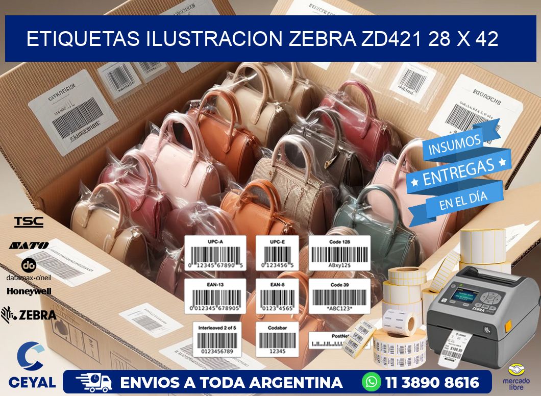 ETIQUETAS ILUSTRACION ZEBRA ZD421 28 x 42