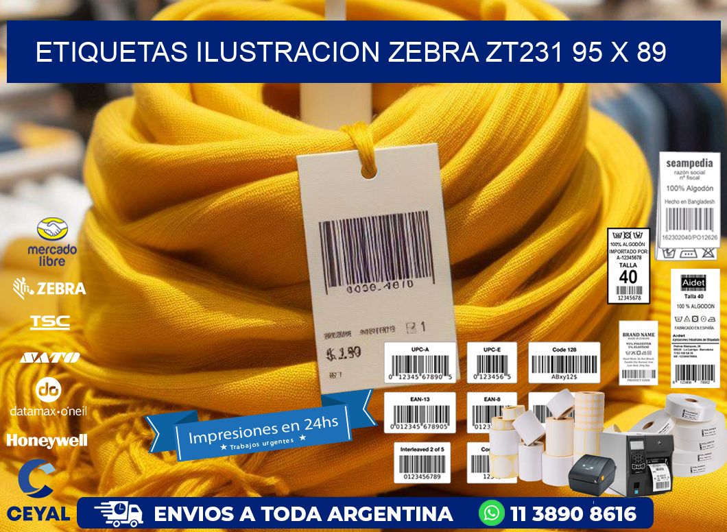ETIQUETAS ILUSTRACION ZEBRA ZT231 95 x 89