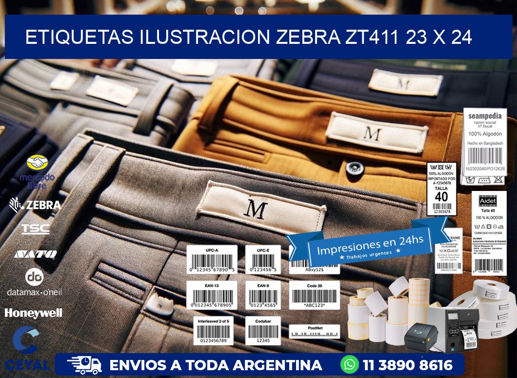 ETIQUETAS ILUSTRACION ZEBRA ZT411 23 x 24