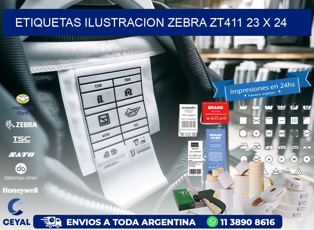 ETIQUETAS ILUSTRACION ZEBRA ZT411 23 x 24