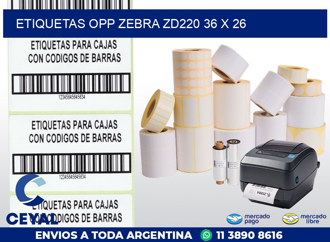 ETIQUETAS OPP ZEBRA ZD220 36 x 26