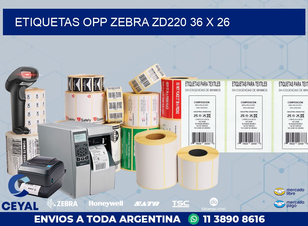 ETIQUETAS OPP ZEBRA ZD220 36 x 26