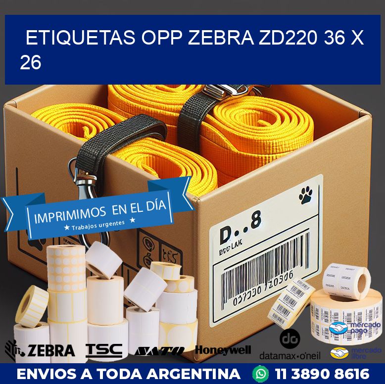 ETIQUETAS OPP ZEBRA ZD220 36 x 26